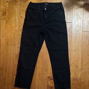 d.jeans Straight Skinny Tapered Jeans Size 8 Black Distressed Edge Mid-Rise